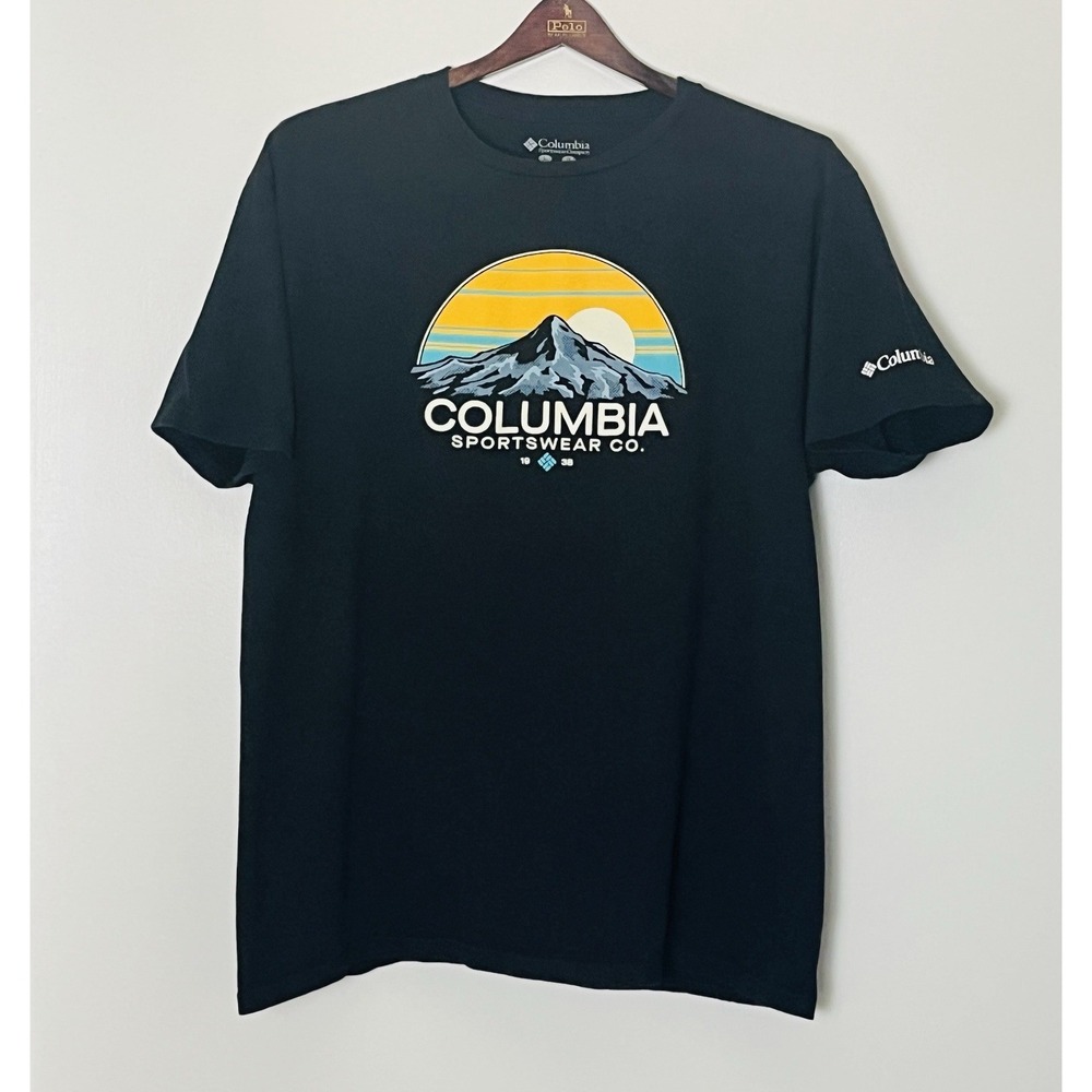 Columbia Graphic T-Shirt Men's Large Black Mountains Outdoors Gorpcore Hiking